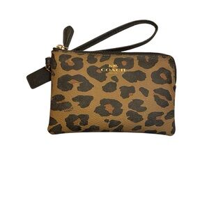 Coach Brown Leopard Print Wristlet